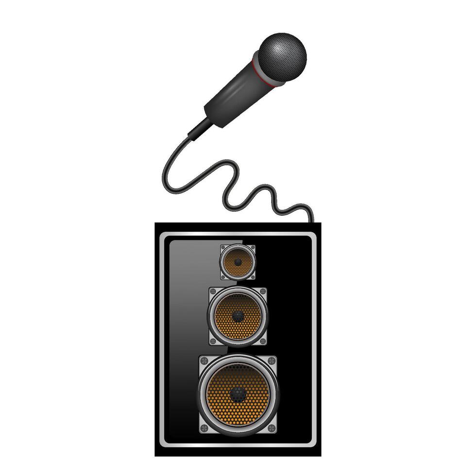 Retro Microphone Icon and Musical Sound Speaker Isolated on White Background. vector