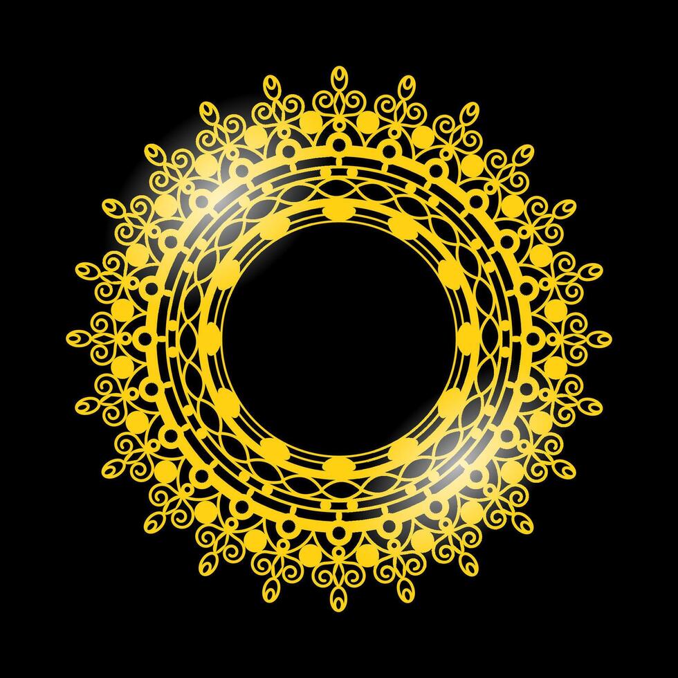 Gold Frame Isolated on White Background. Yellow Metallic Circle. Retro Luxury. vector