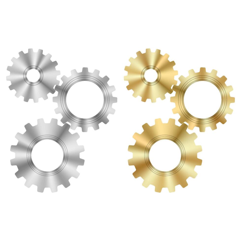 Techno Background with Geometric Gear Wheels Icon. Machinery Logo. Modern Mechanism Cog Concept. Technologic Mechanical Cogwheel Tool on White Background. Teamwork Symbol. Part of Transmission. vector