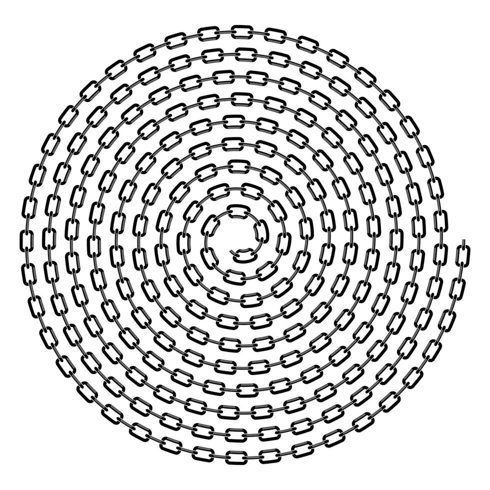 Grey Chain Spiral Isolated on White Background. vector