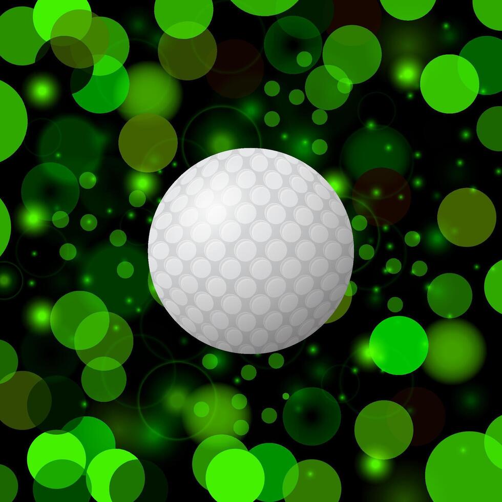 Realistic Golf Ball Icon on Blurred Green Background. vector