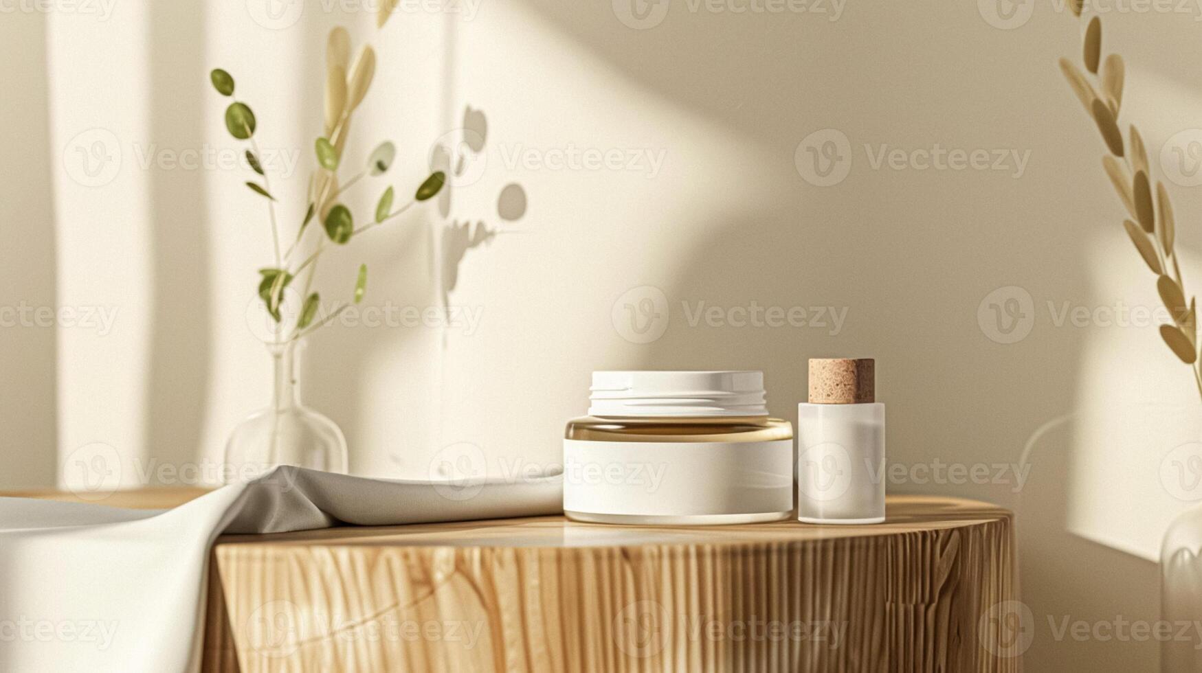 Cosmetic cream in a glass jar. Skin care concept. Cosmetic products background photo