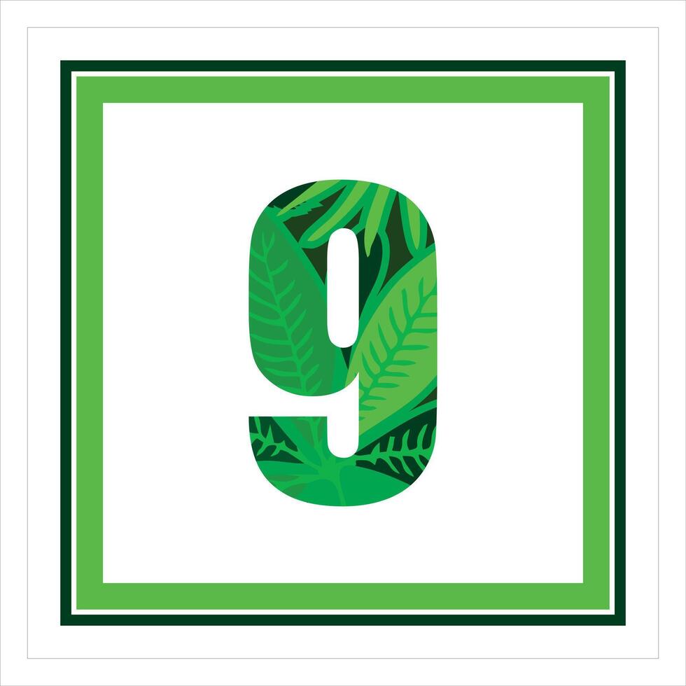 Trendy green leaves jungle alphabet typography fonts design on white background vector