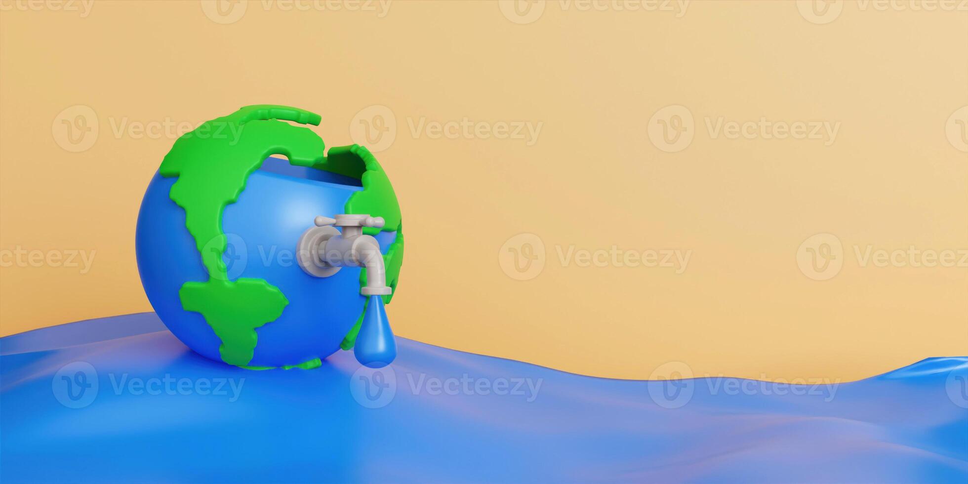 3D World environment and earth day concept with globe and eco friendly environment. 3d rendering illustration. photo