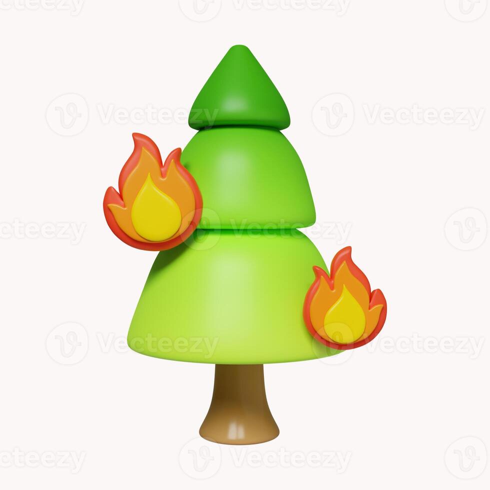 3d deforestation. global warming concept. icon isolated on white background. 3d rendering illustration. Clipping path. photo