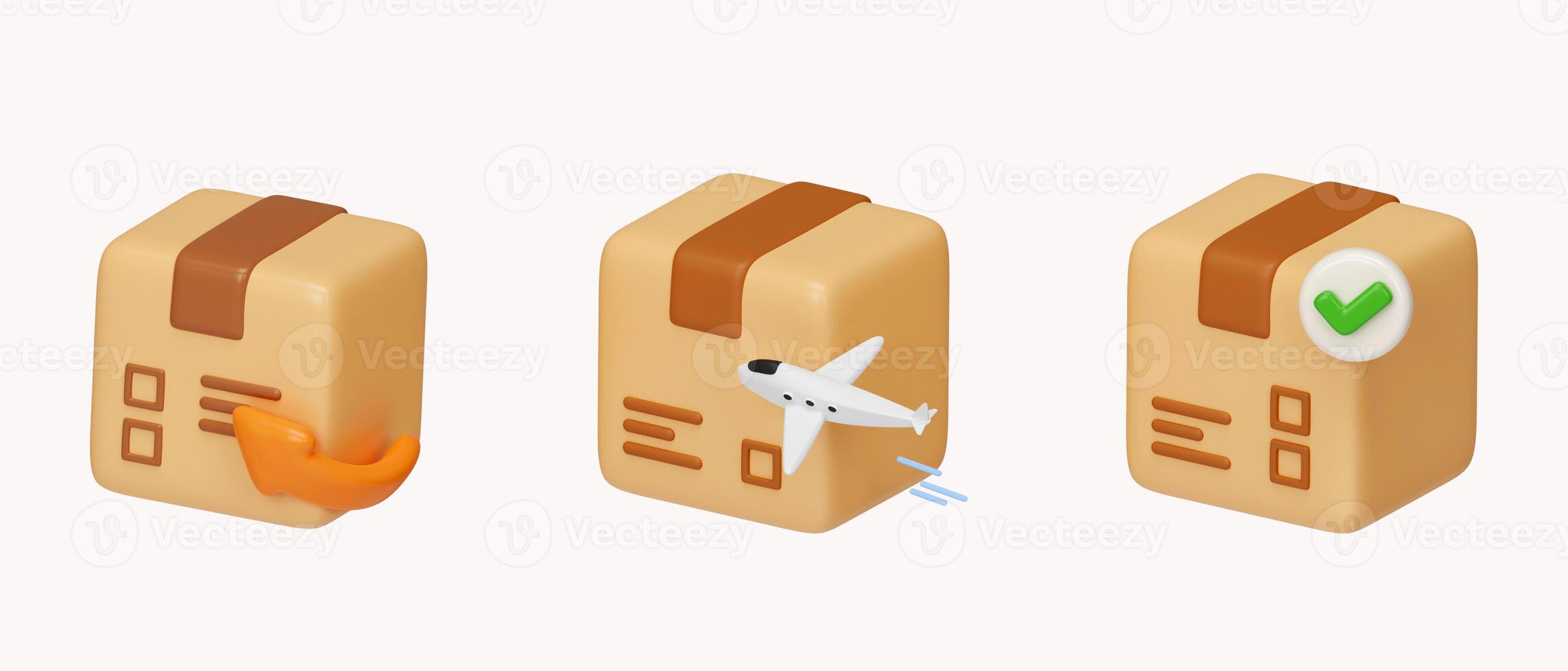 3d Set of transport for shopping online concept. icon isolated on white background. 3d rendering illustration. Clipping path. photo
