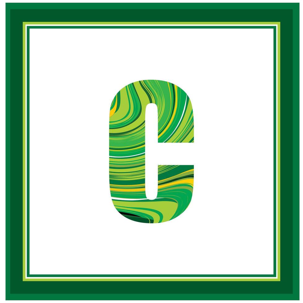 Trendy green leaves jungle strips alphabet typography fonts design vector