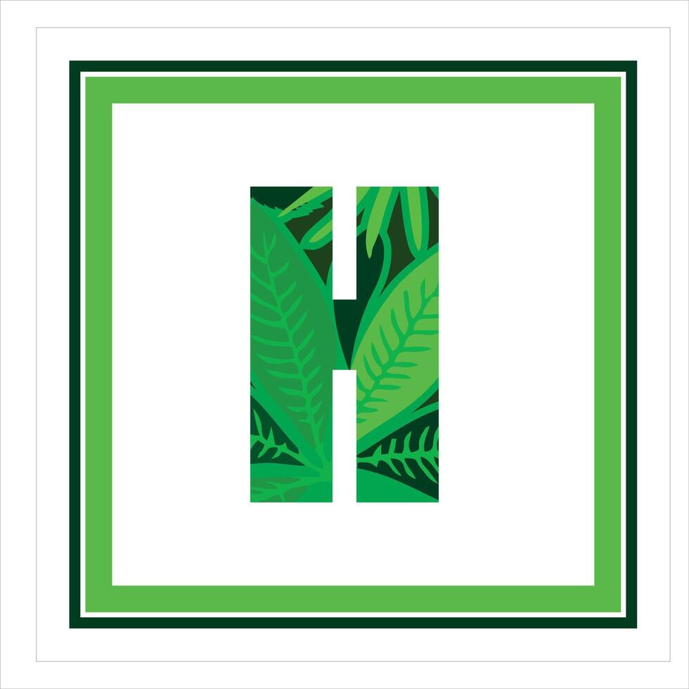 Trendy green leaves jungle alphabet typography fonts design on white background vector