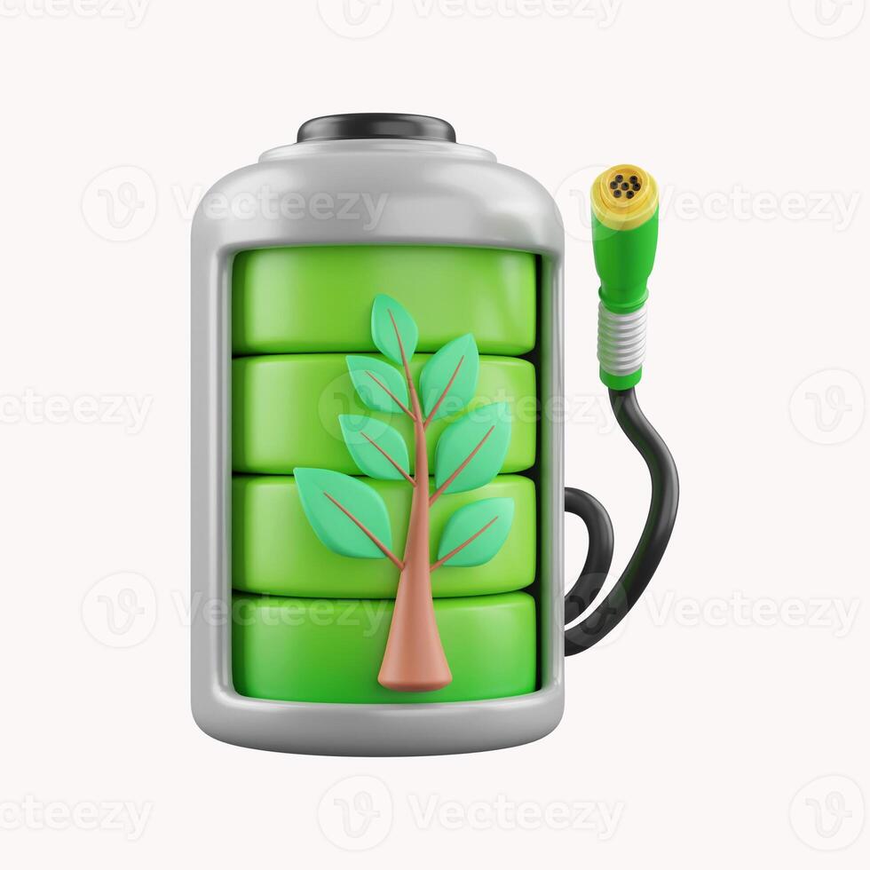 3d Bio Battery Charging Station. Future transport technology and clean energy concept. icon isolated on white background. 3d rendering illustration. Clipping path. photo