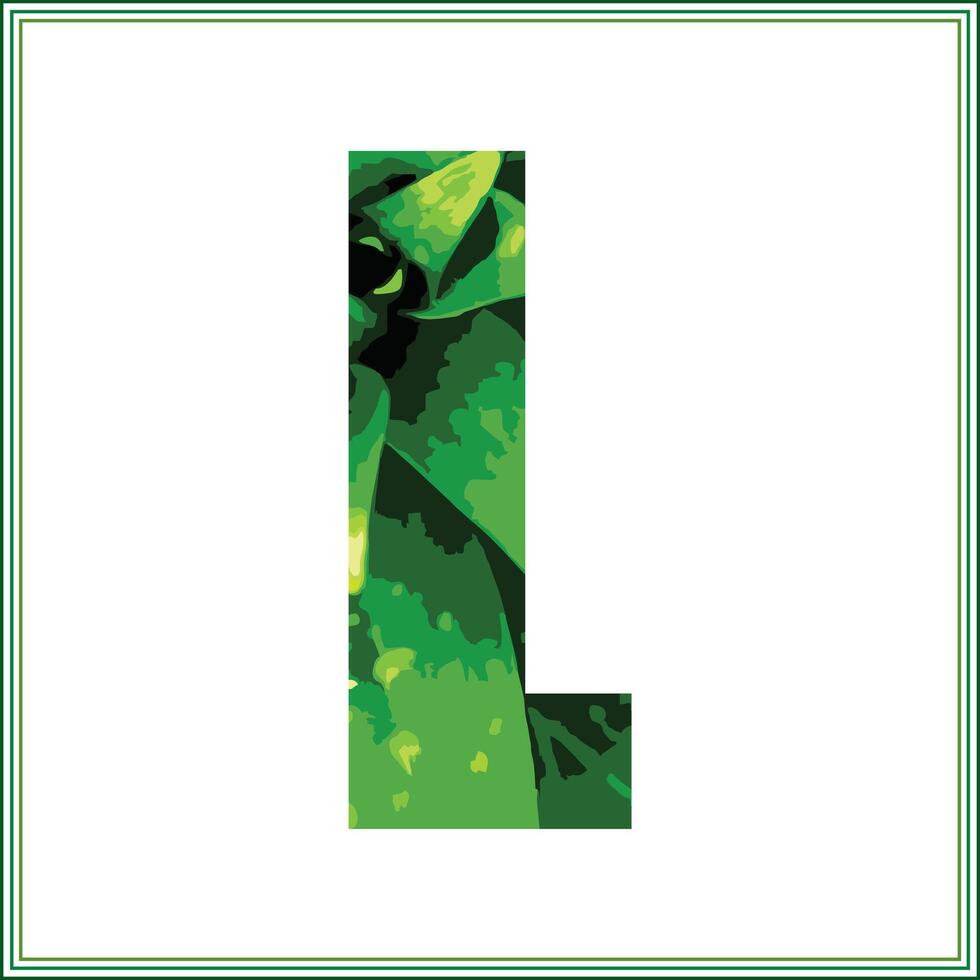Trendy green leaves jungle strips alphabet typography fonts design vector