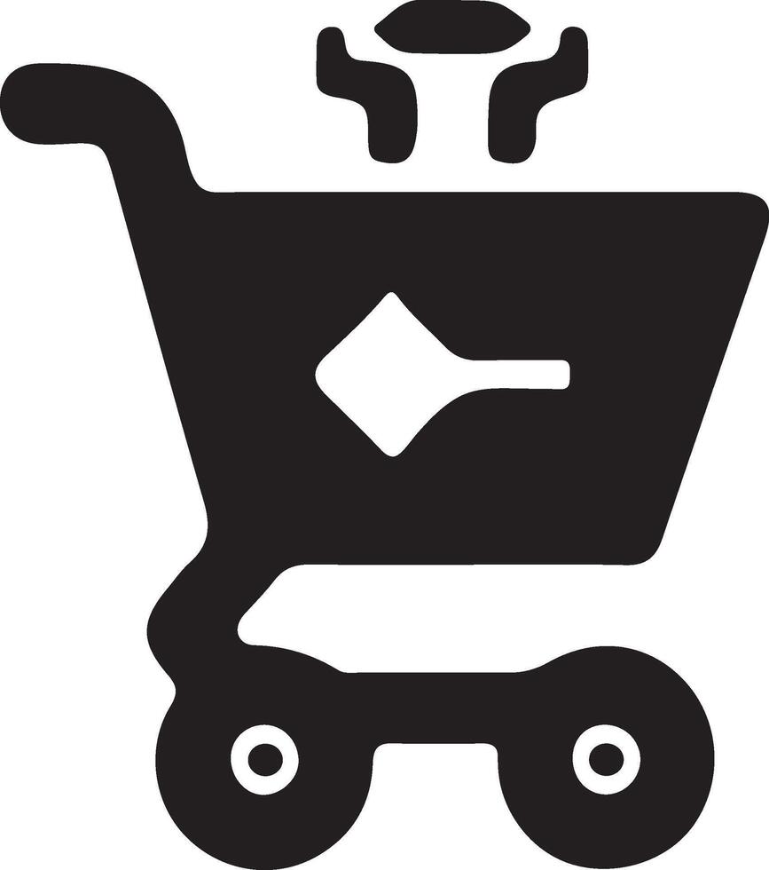 Minimal silhouette illustration of modern shopping cart. vector