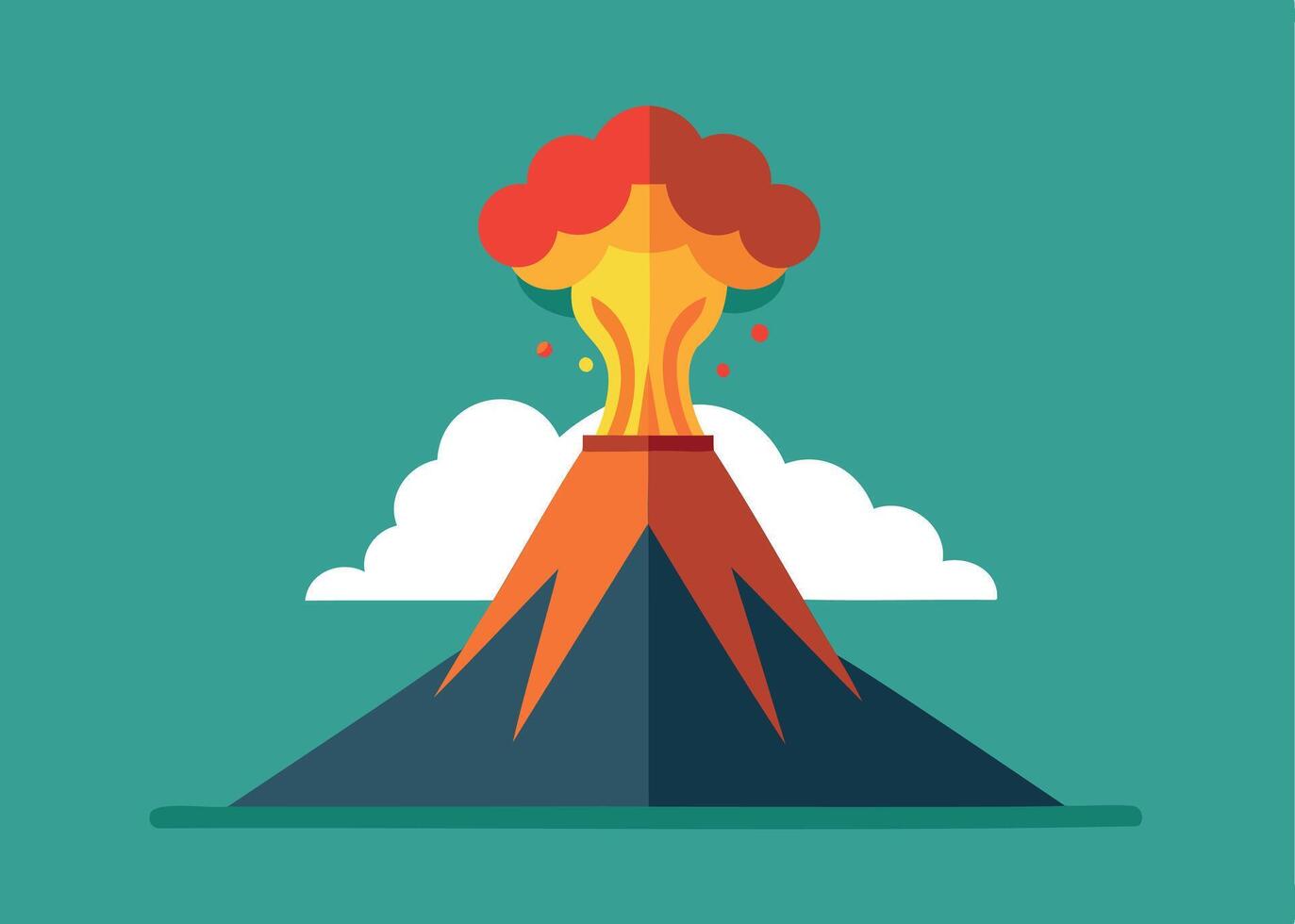 Volcanic eruption. Catastrophe and erupting lava. Earthquake geology disaster vector