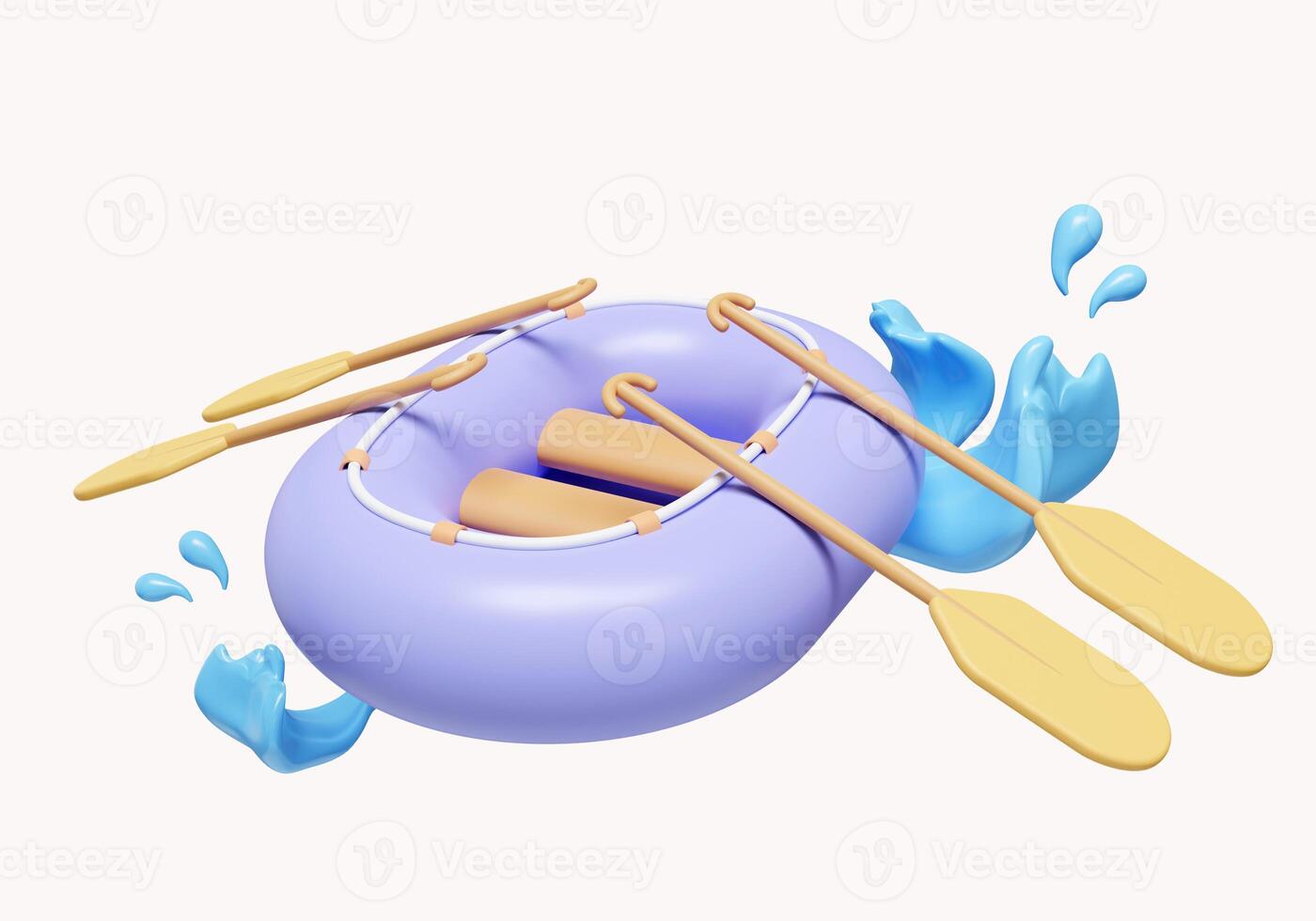 3d inflatable boat vacation and holidays concept. icon isolated on white background. 3d rendering illustration. Clipping path. photo