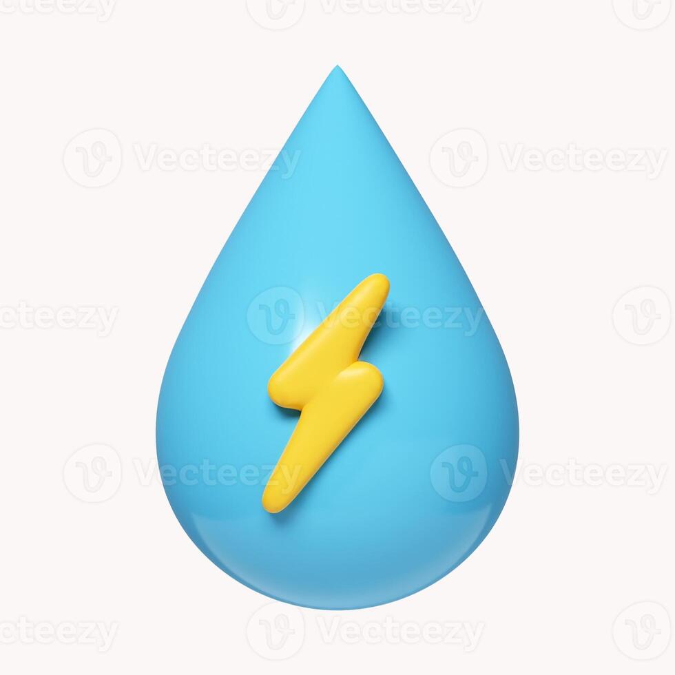 3d hydroelectric power concept. alternative ecology energy sources. icon isolated on white background. 3d rendering illustration. Clipping path. photo