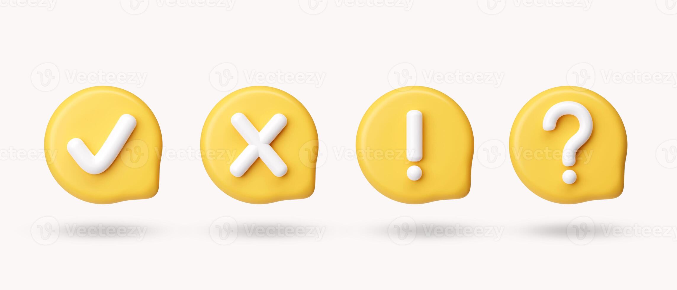 3d multiply, check mark, question, attention. icon isolated on white background. 3d rendering illustration. Clipping path. photo