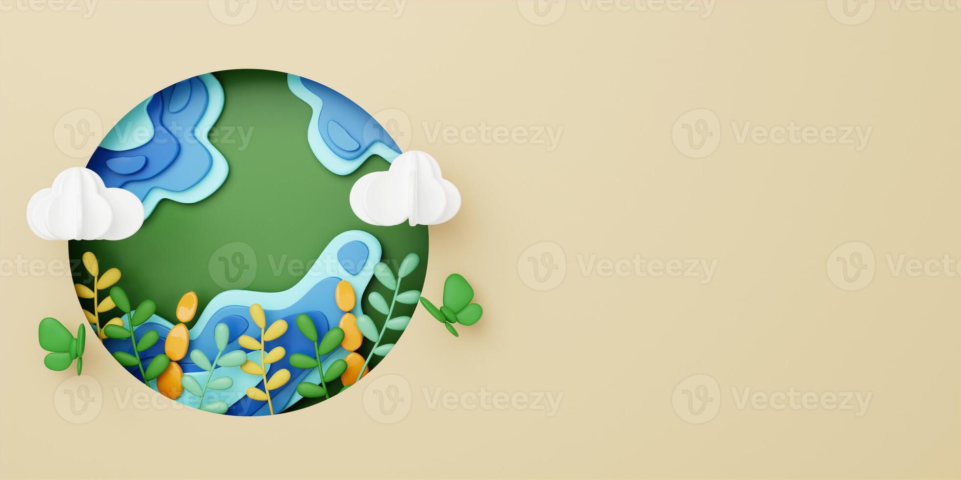 3d World environment and earth day concept , Green planet environmental protection , Save the planet. 3d rendering illustration. photo