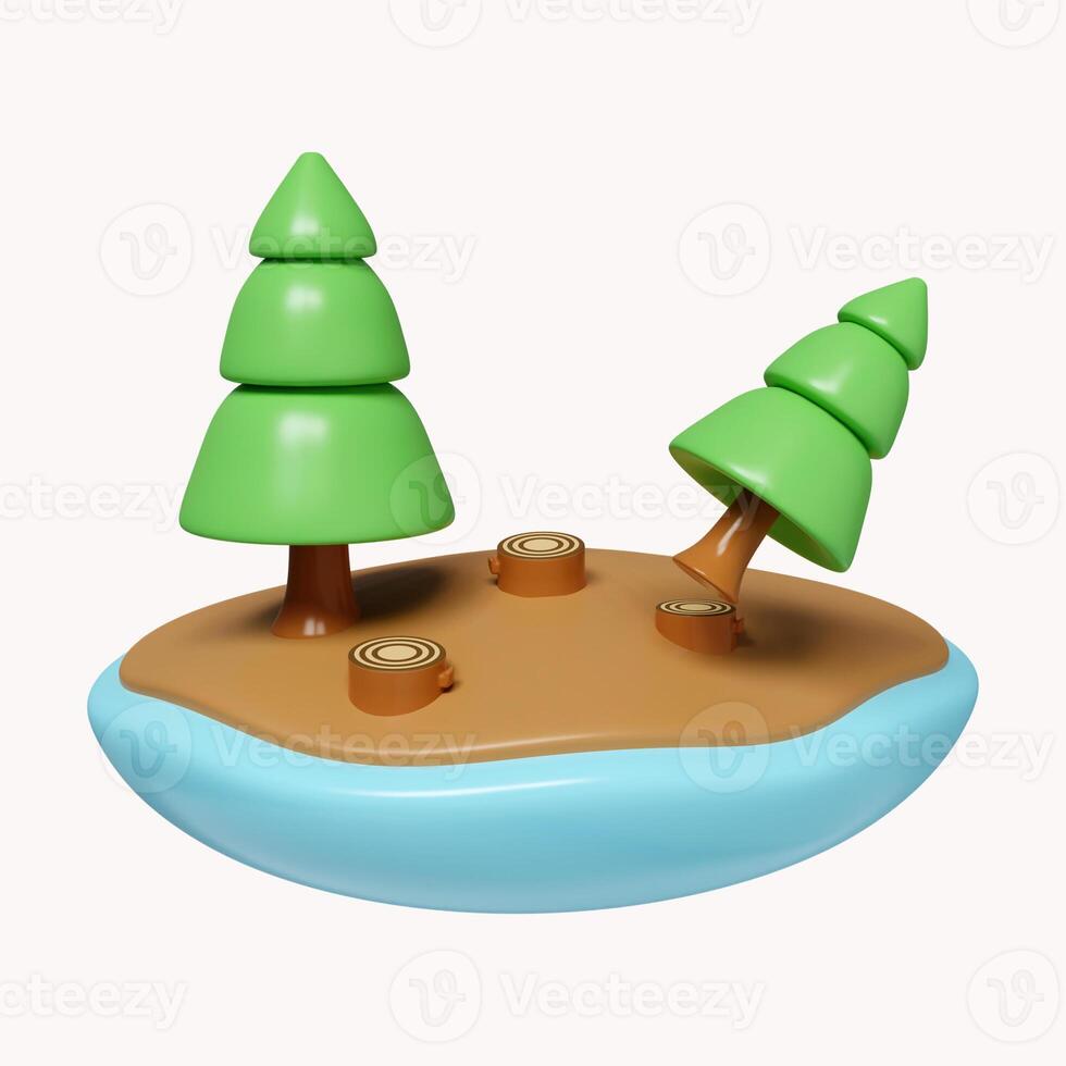3d Global warming problems. deforestation. icon isolated on white background. 3d rendering illustration. Clipping path. photo
