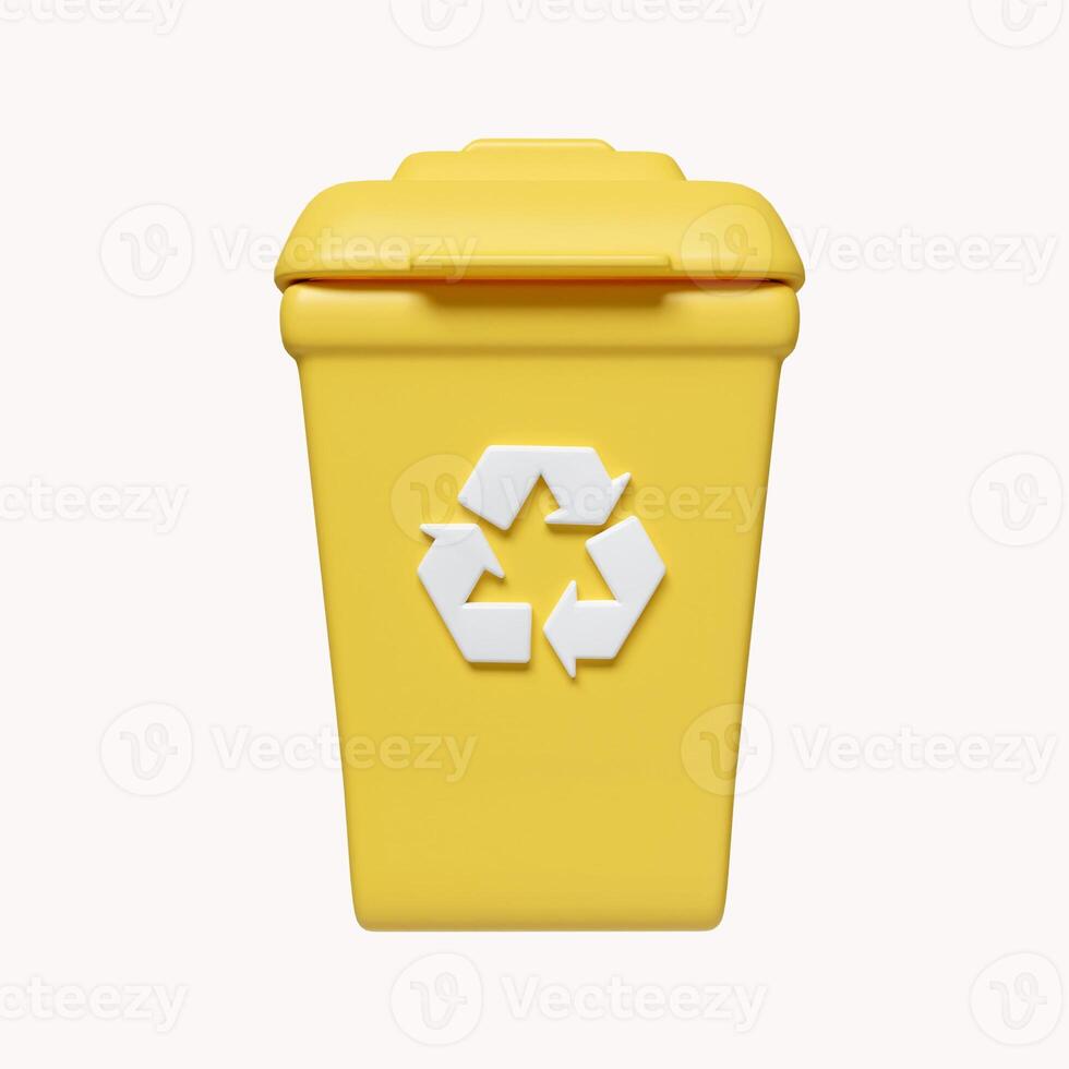 3d bin Recycle for save the earth and keep environment plastic. icon isolated on white background. 3d rendering illustration. Clipping path. photo