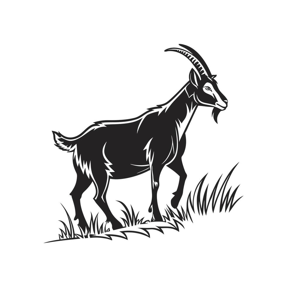 Amazing goat silhouette Style with white background design vector
