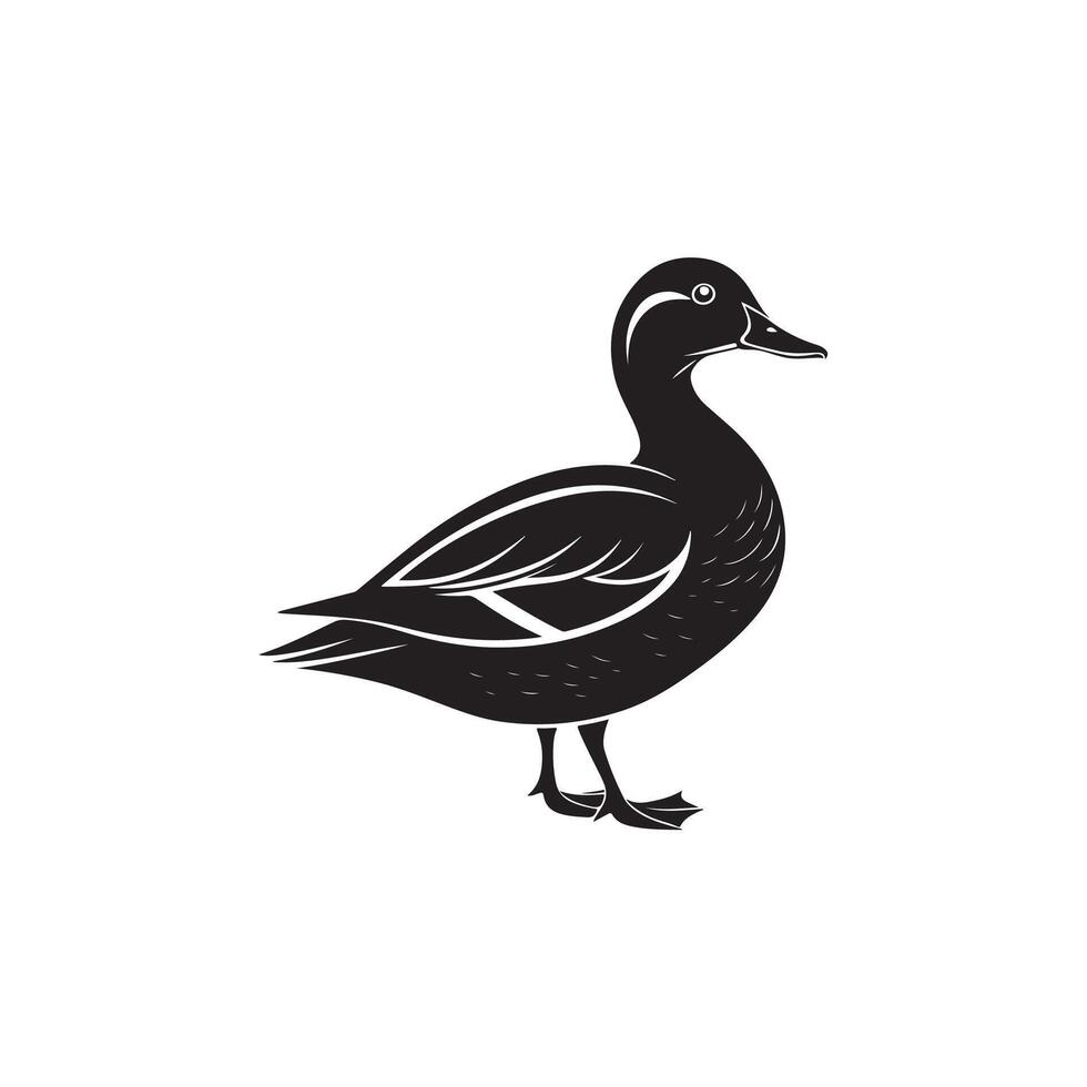 New Duck Silhouette Style with white vector