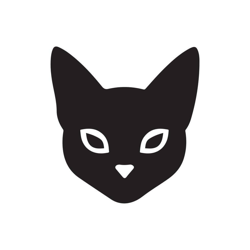 The Simple Cat face silhouette Style with background vector