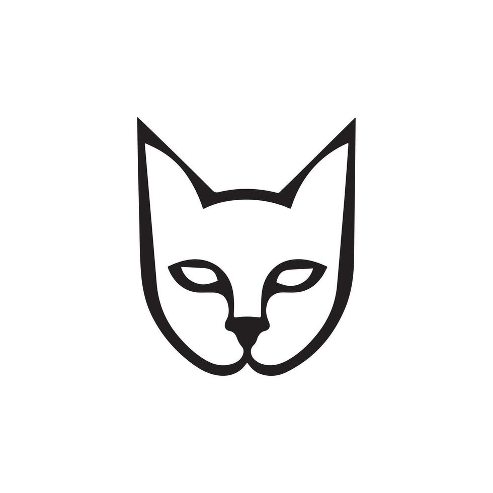 The Simple Cat face silhouette Style with white vector