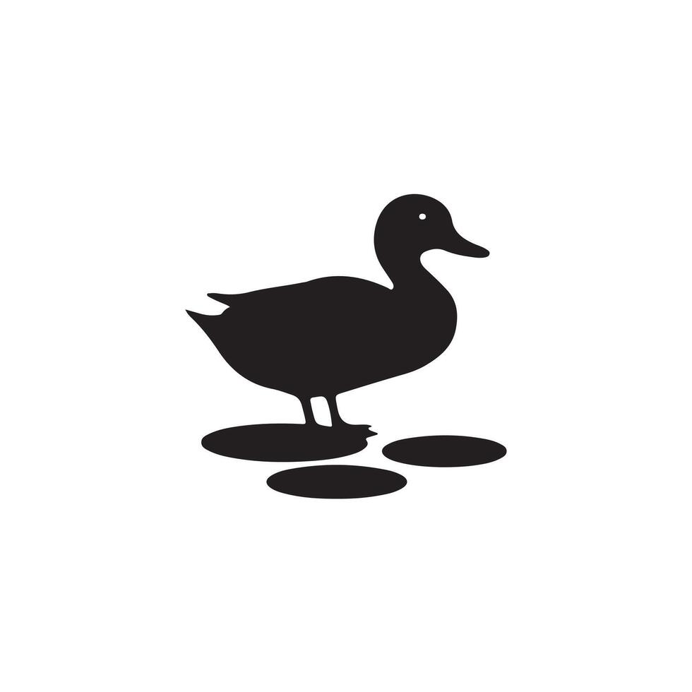 New Simple Duck Silhouette Style with white vector
