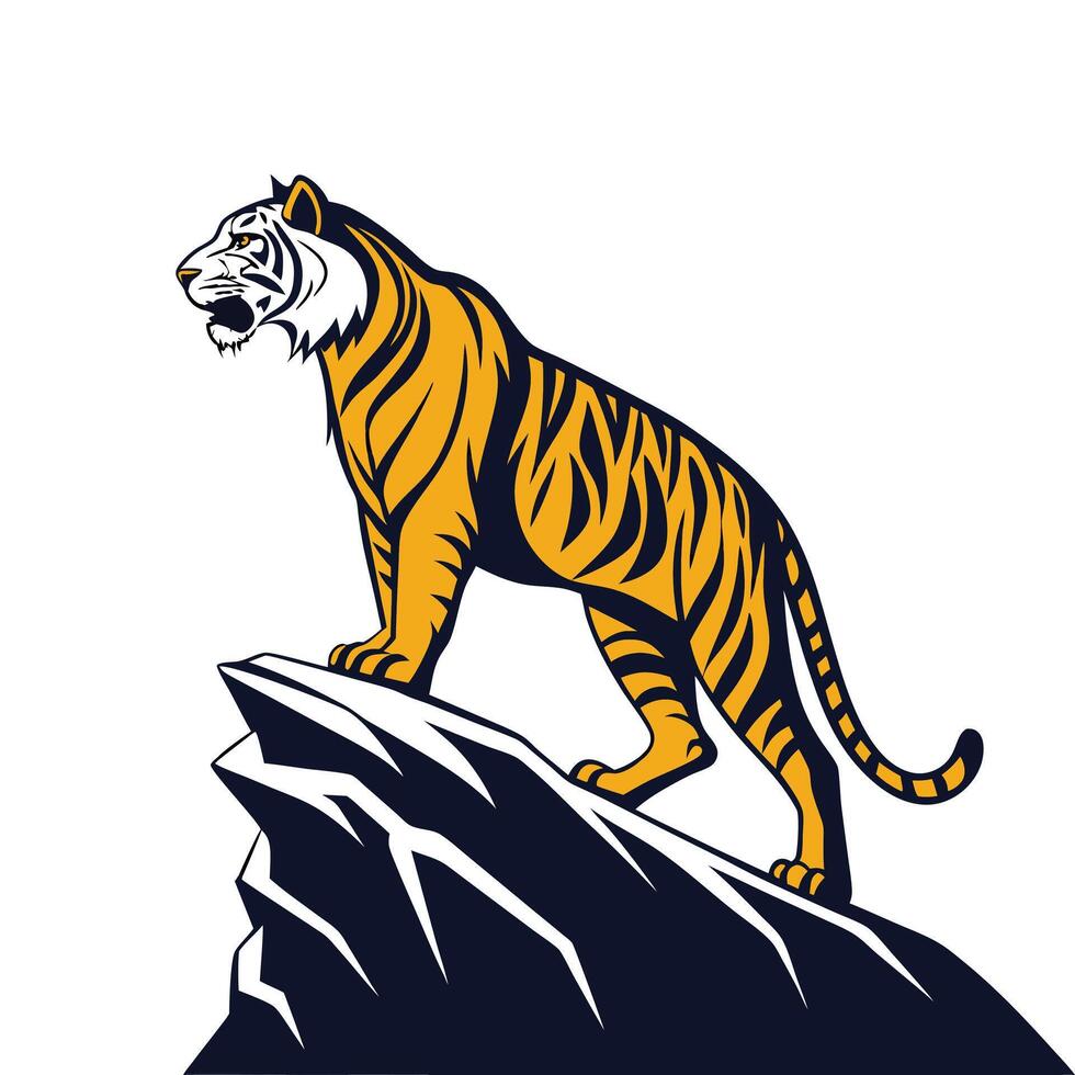 Modern Simple Bengal Tiger silhouette Style with white design template vector