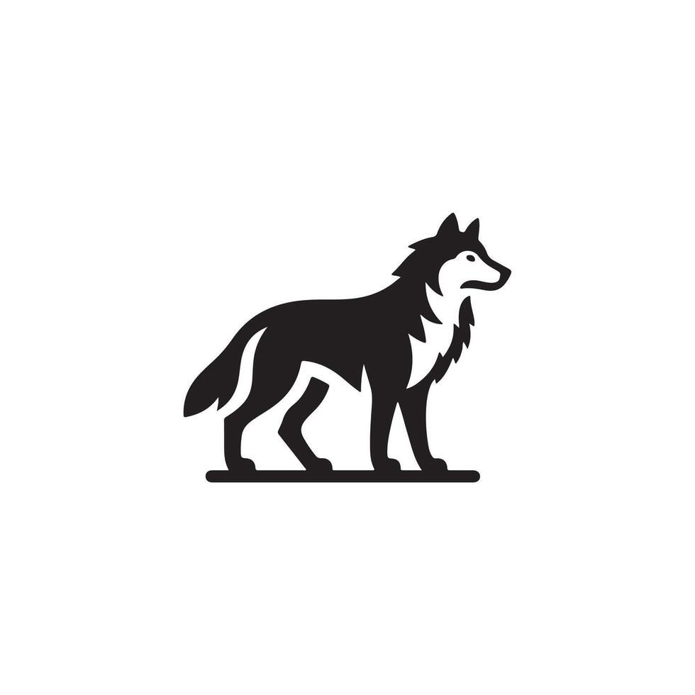 Creative simple Wolf silhouette with white background Template New vector