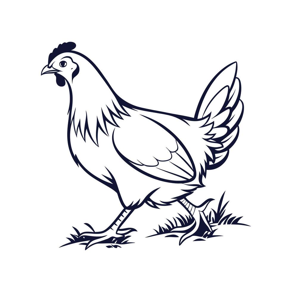 Creative simple Hen silhouette Style white Background Design Template vector