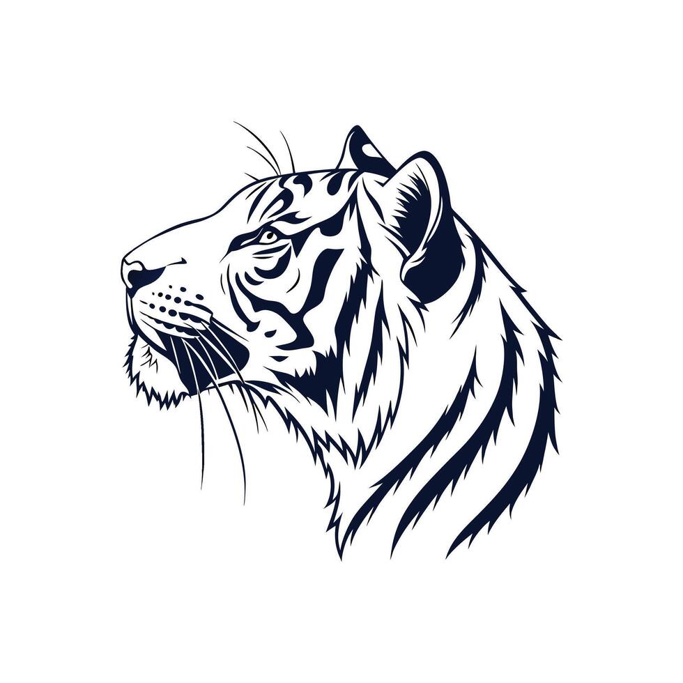 Modern Simple Bengal Tiger Face silhouette Style with vector