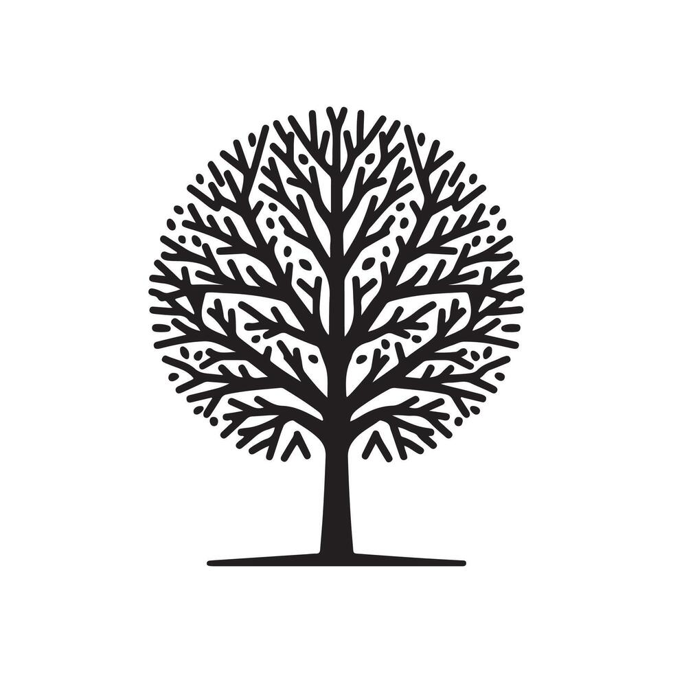 The Creative simple Tree silhouette Style with white vector