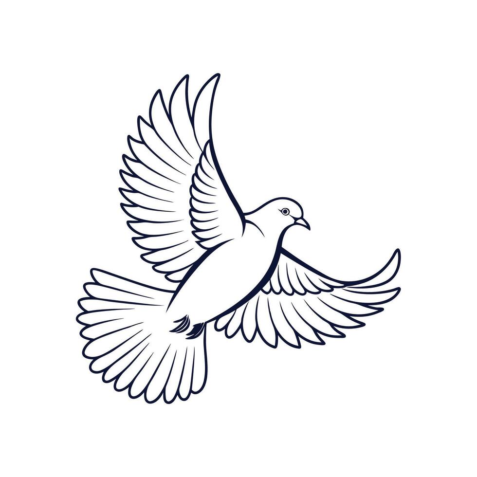Creative Simple Dove bird silhouette Style with white background design vector