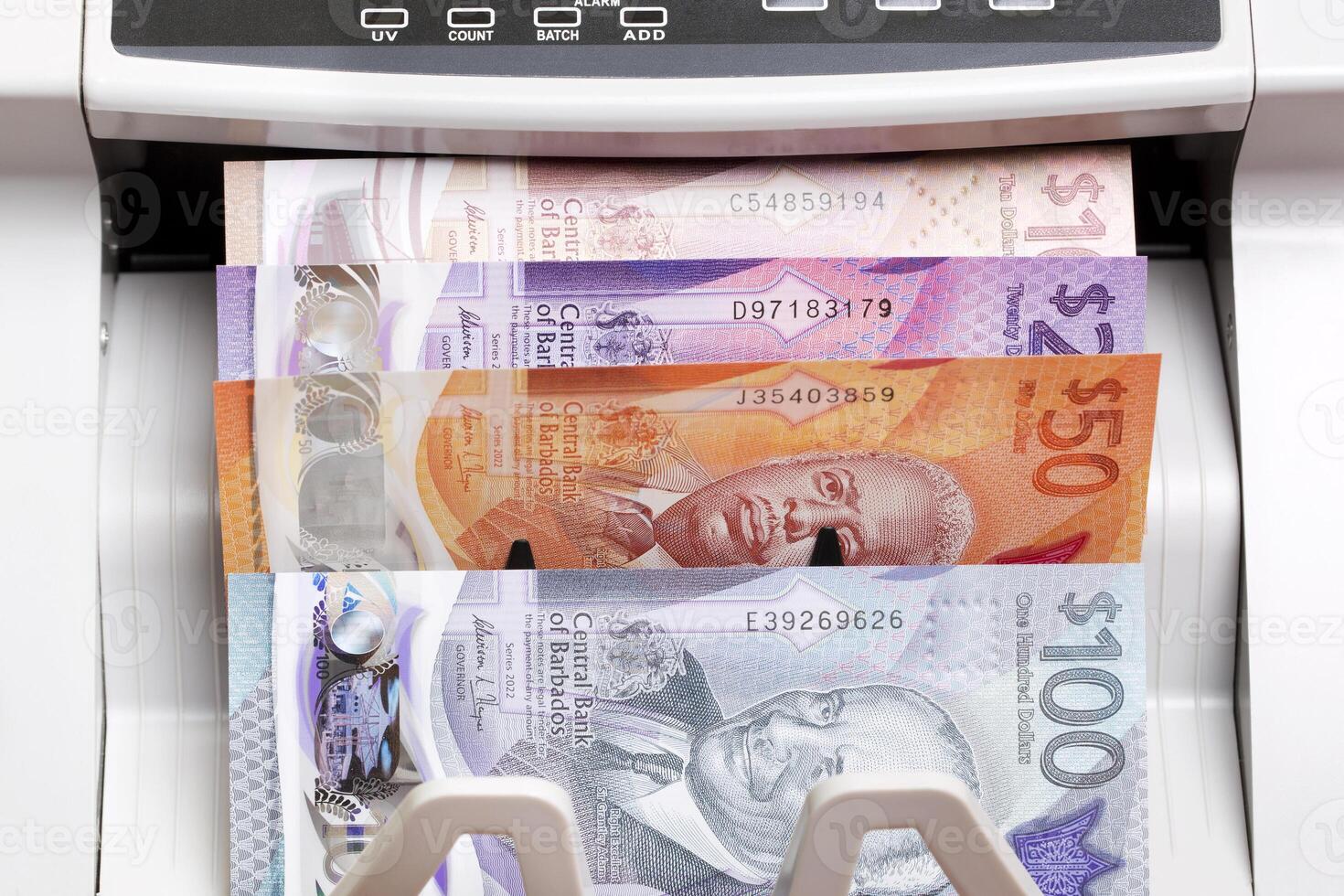 Barbadian dollar in the counting machine photo