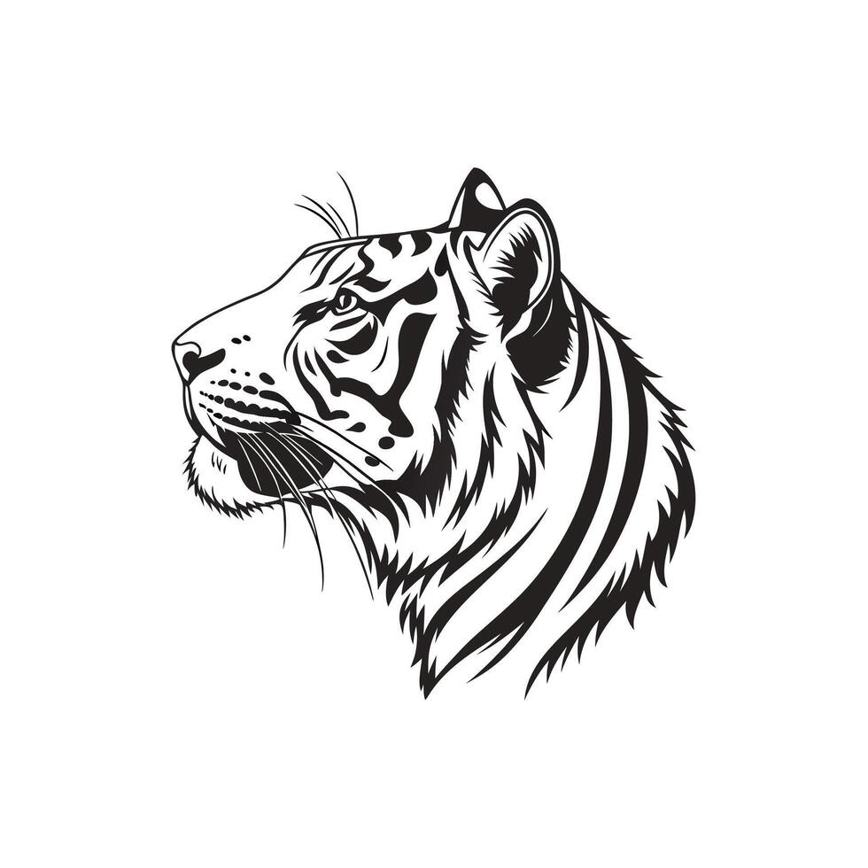 Modern Simple Bengal Tiger Face silhouette Style with white background template vector