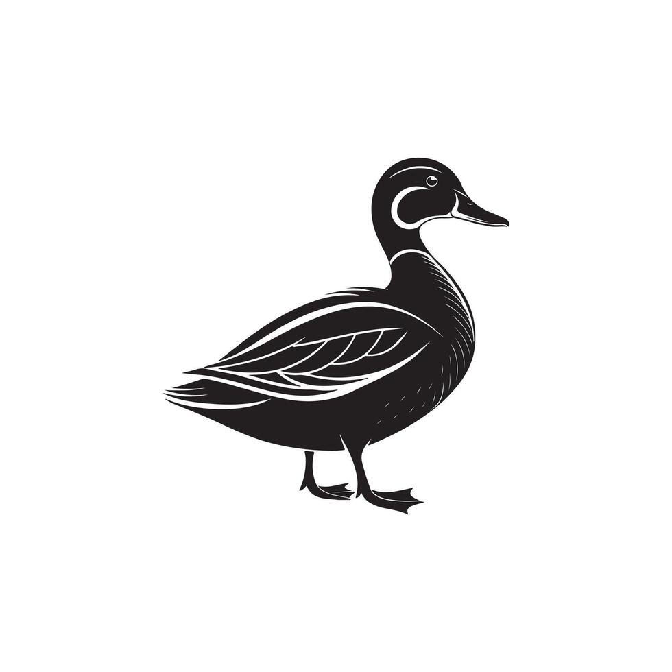 New Duck Silhouette Style white background vector