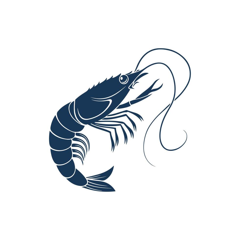 New Creative simple Prawn silhouette with white background design template vector