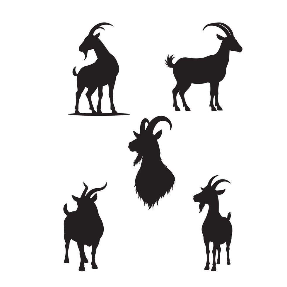 Creative Simple Goat silhouette Style with white background template vector