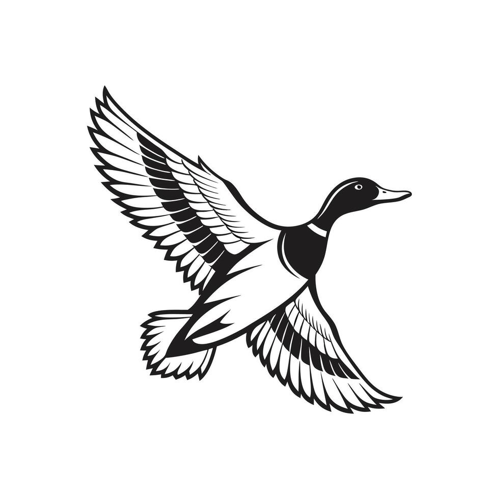 Amazing Duck silhouette Style with white background vector