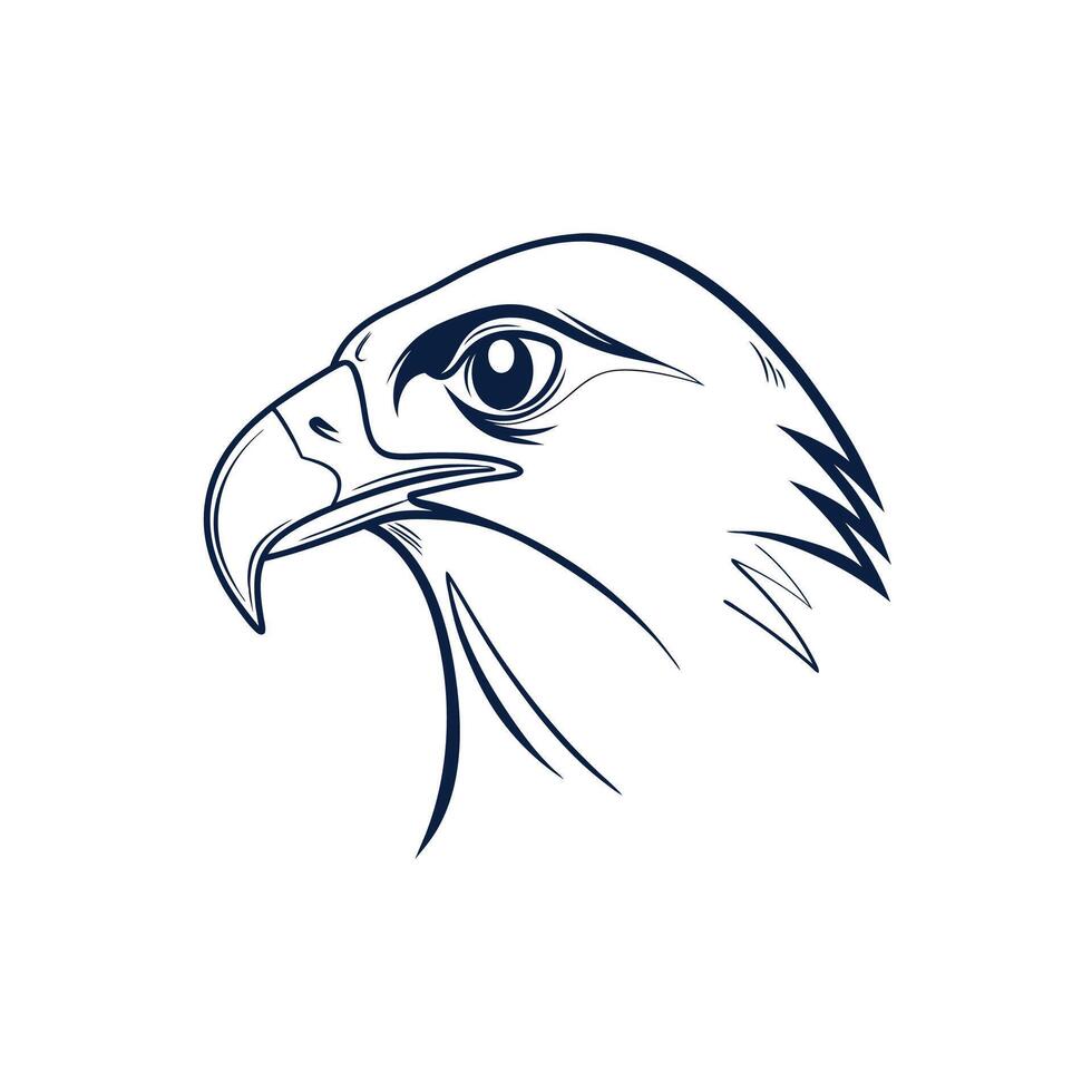 Creative Simple Hawk Face silhouette Style with white background vector