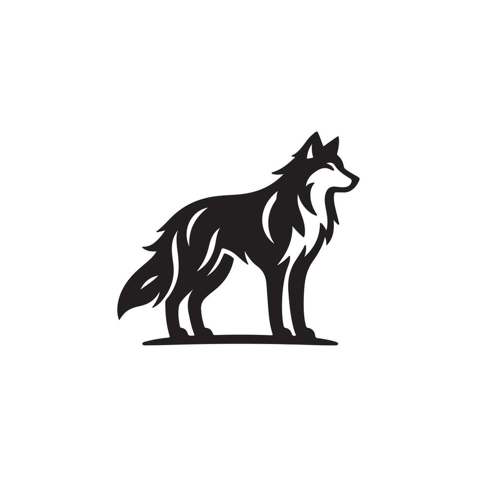 Creative simple Wolf silhouette with white background Design New vector