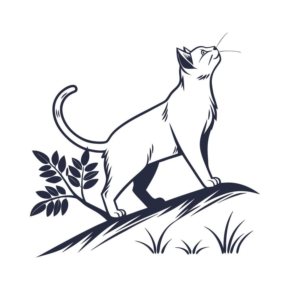 Creative Cat silhouette Style with white background design vector
