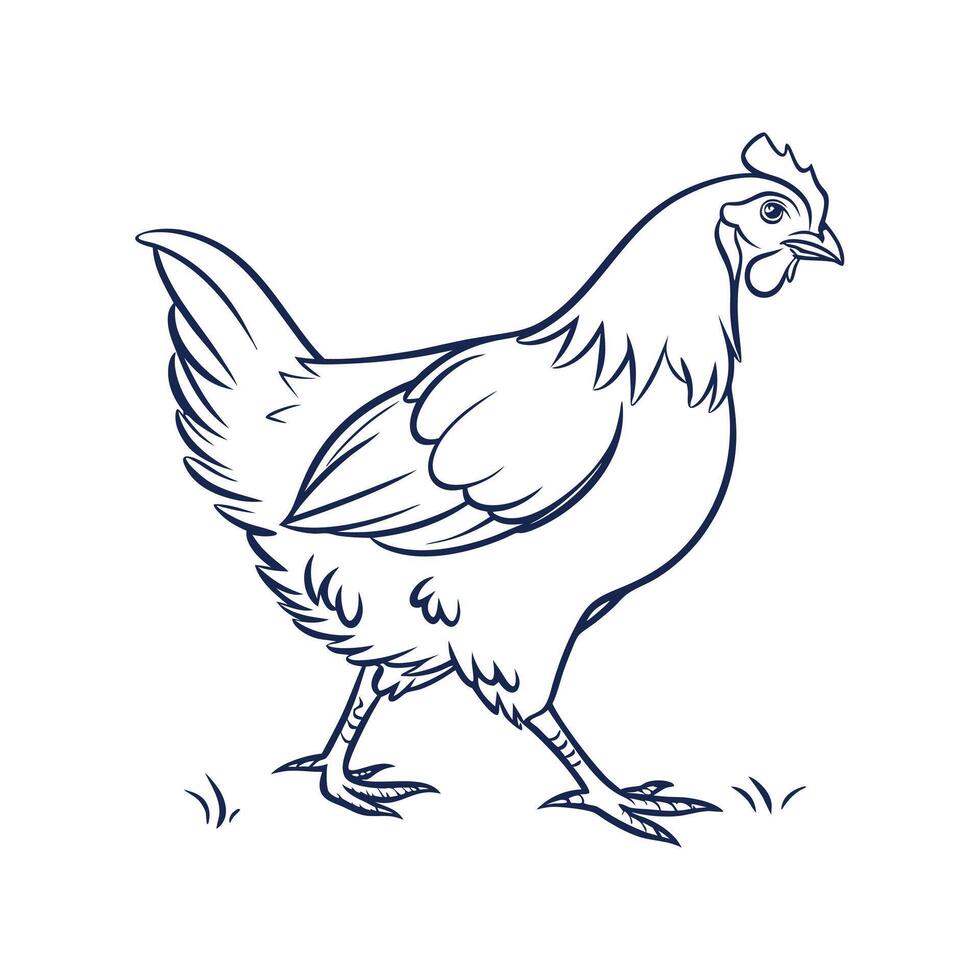 Simple Hen silhouette Style with white Background Design Template vector