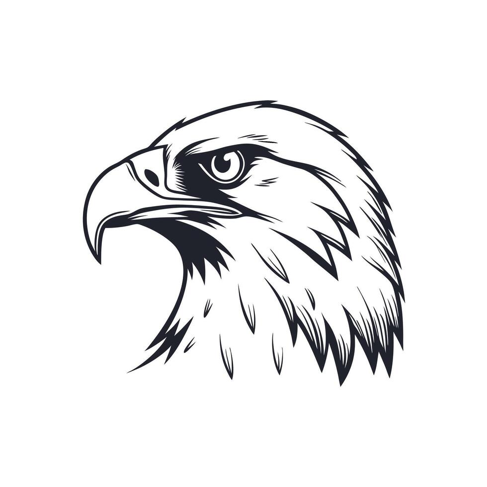 Creative Simple Hawk Face silhouette Style with white background design template vector