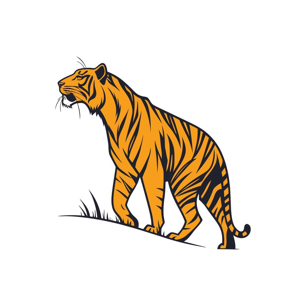 Modern Simple Bengal Tiger silhouette Style white background design template vector