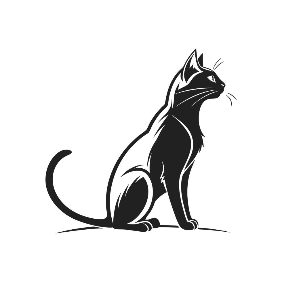 Amazing Cat silhouette Style with white background design vector