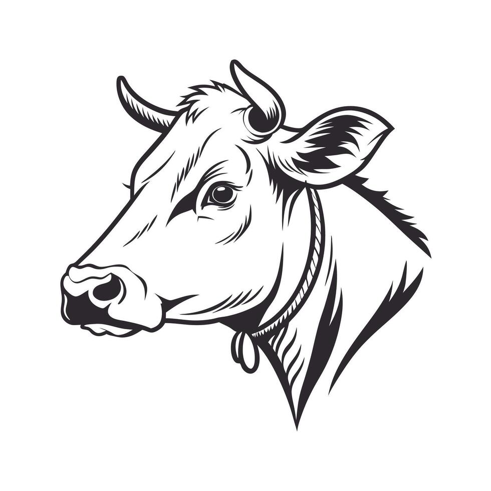 Creative Simple Cow silhouette Style with white Template vector