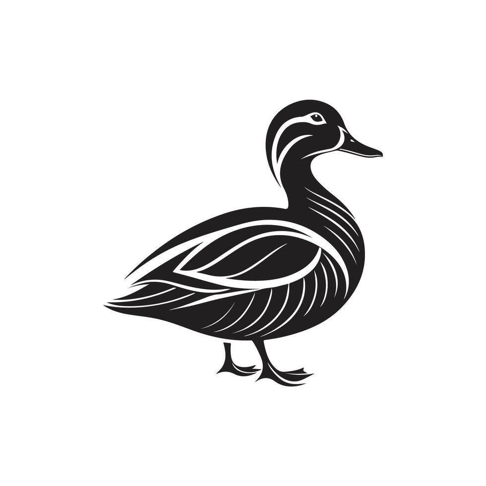 New Simple Duck Silhouette Style white background vector