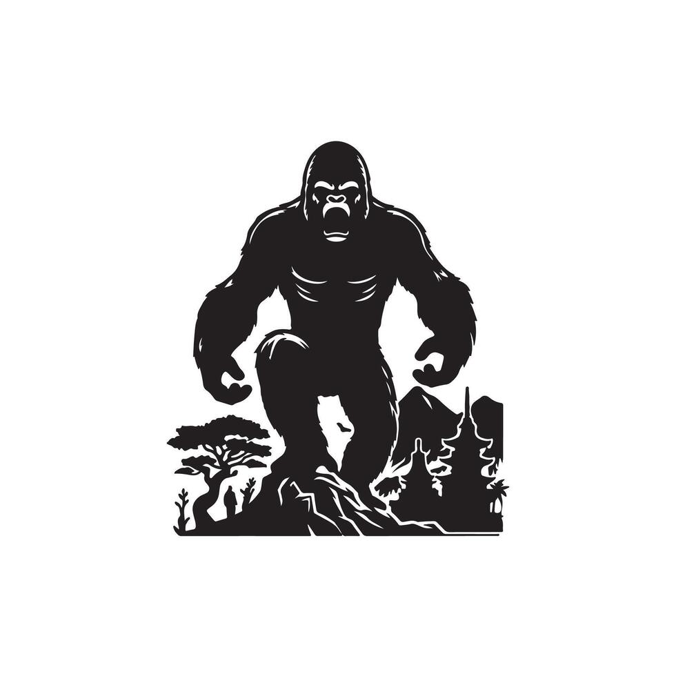 The Creative simple king kong silhouette Style with white vector