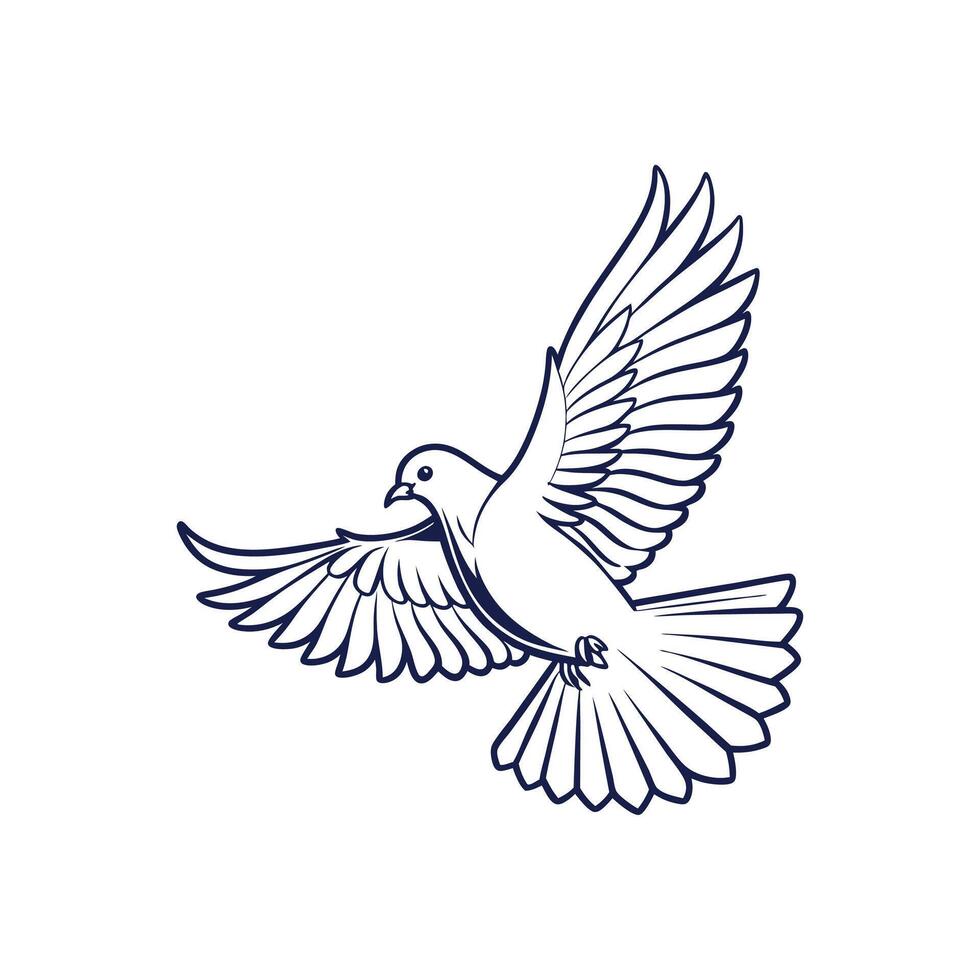 Creative Dove bird silhouette Style with white background design template vector